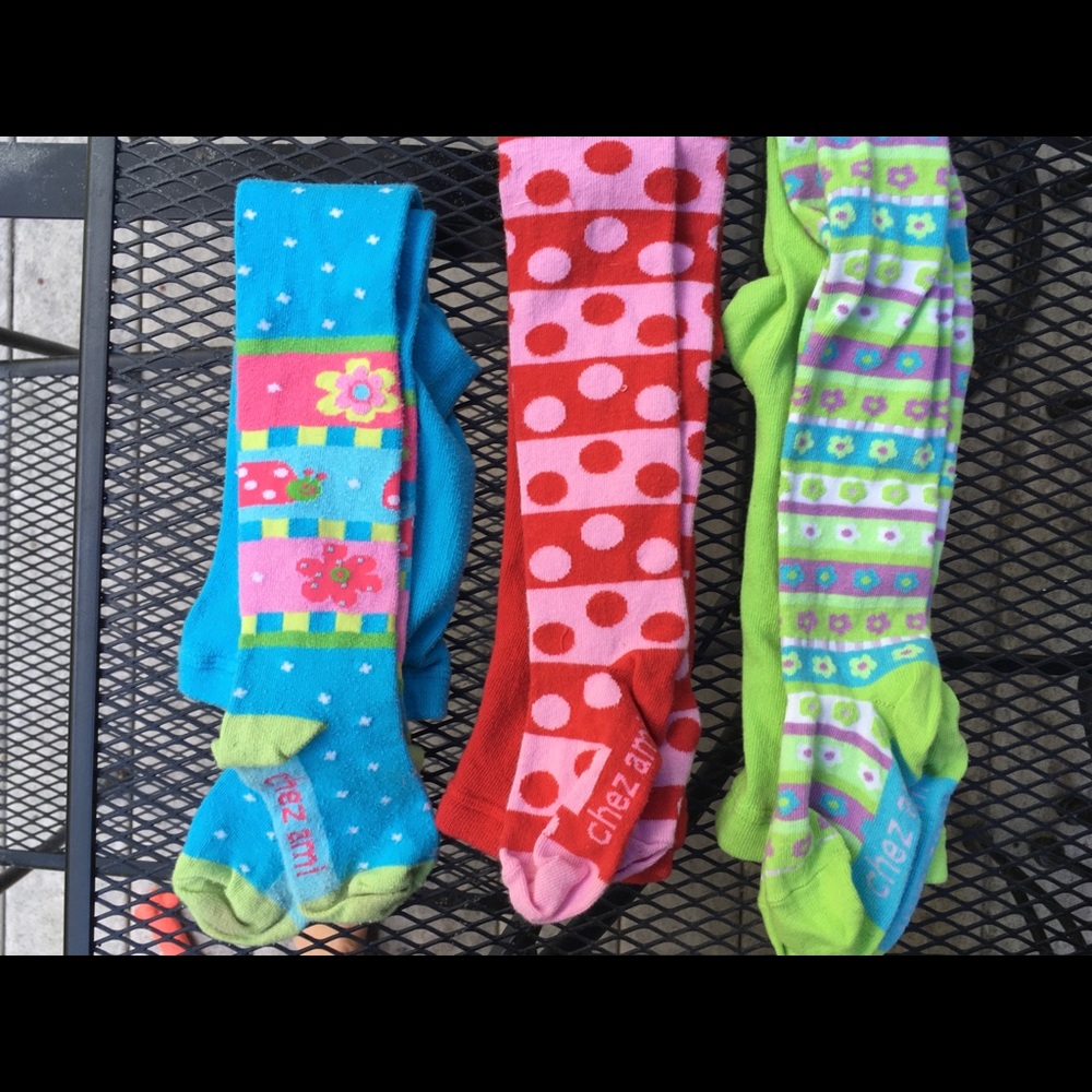 Lot of three girls cotton tights 4-5 Patsy Aiken